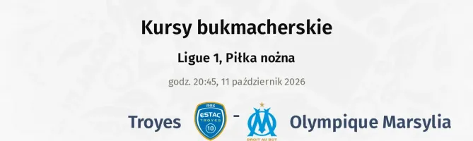 Troyes - Olympique Marsylia kursy bukmacherskie