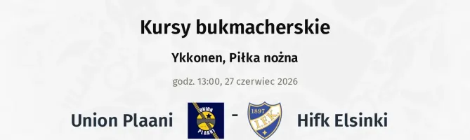 Union Plaani - HIFK Elsinki kursy bukmacherskie