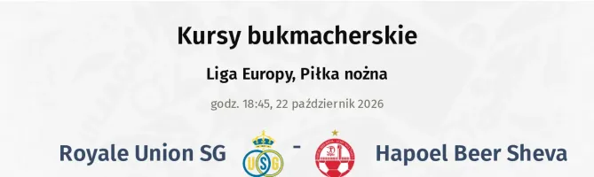 Union Saint-Gilloise - Hapoel Beer Sheva kursy bukmacherskie