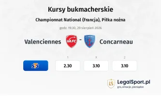 Valenciennes - Concarneau kursy bukmacherskie