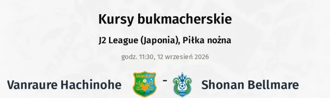 Vanraure Hachinohe - Shonan Bellmare kursy bukmacherskie