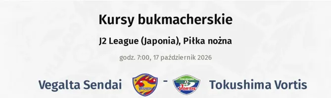 Vegalta Sendai - Tokushima Vortis kursy bukmacherskie