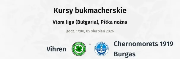 Vihren - Chernomorets 1919 Burgas kursy bukmacherskie