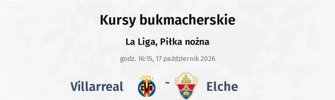 Villarreal - Elche kursy bukmacherskie