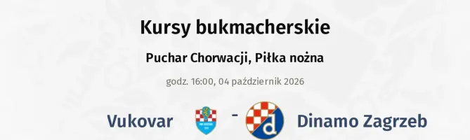 Vukovar - Dinamo Zagrzeb kursy bukmacherskie