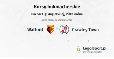 Watford - Crawley Town kursy bukmacherskie