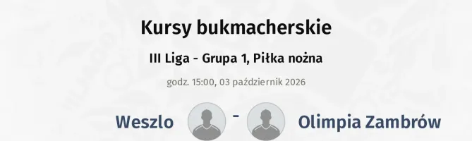 Weszlo - Olimpia Zambrów kursy bukmacherskie