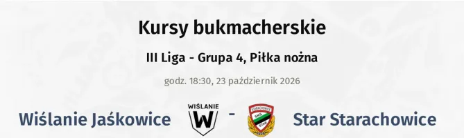 Wiślanie Jaśkowice - Star Starachowice kursy bukmacherskie