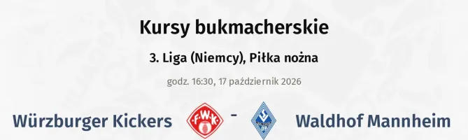 Würzburger Kickers - Waldhof Mannheim kursy bukmacherskie