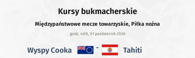 Wyspy Cooka - Tahiti kursy bukmacherskie
