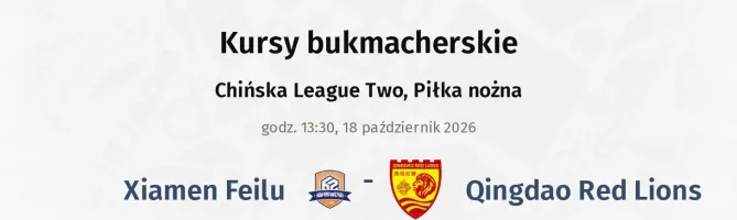 Xiamen Feilu - Qingdao Red Lions kursy bukmacherskie