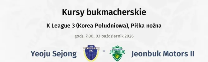 Yeoju Sejong - Jeonbuk Motors II kursy bukmacherskie