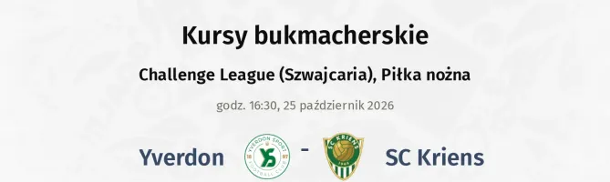 Yverdon Sport - SC Kriens kursy bukmacherskie