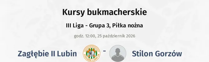 Zagłębie Lubin II - Stilon Gorzów kursy bukmacherskie