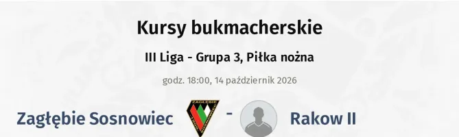 Zagłębie Sosnowiec - Rakow II kursy bukmacherskie