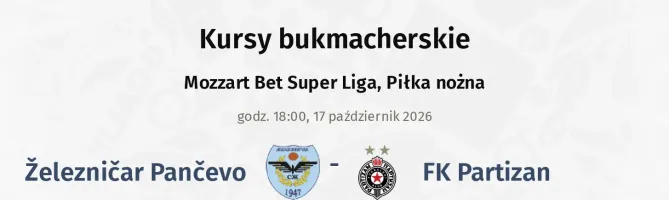 Železničar Pančevo - FK Partizan kursy bukmacherskie