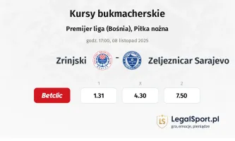 Zrinjski - Zeljeznicar Sarajevo kursy bukmacherskie