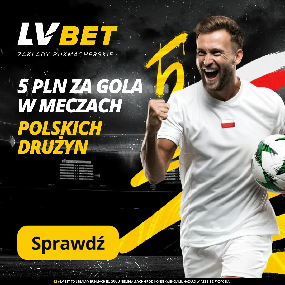 LV BET: 5 PLN za każdego gola w meczu Legii z Samsunsporem oraz pozostałych polskich drużyn w LK (02.10.2025)