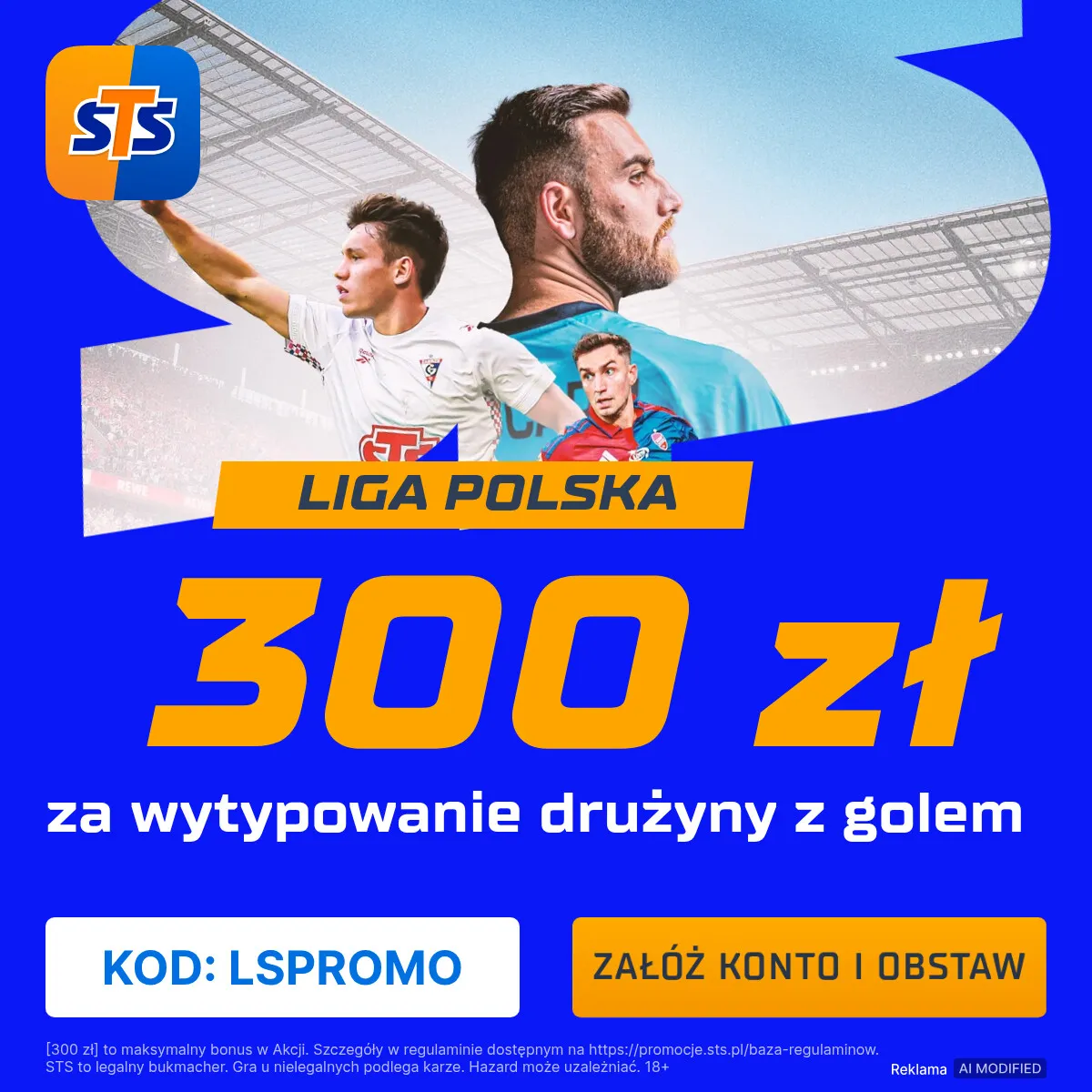 Nowa promocja od STS: 300 zł za wskazanie drużyny z golem w meczu Górnik Zabrze - Legia Warszawa