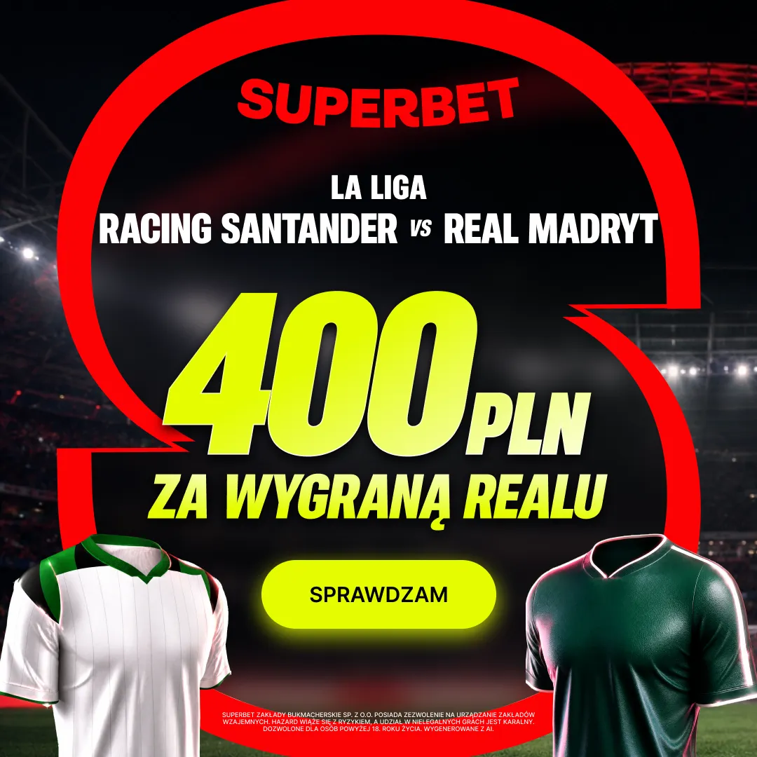 400 zł za wygraną Realu Madryt w meczu z Racing Santander - promocja Superbet