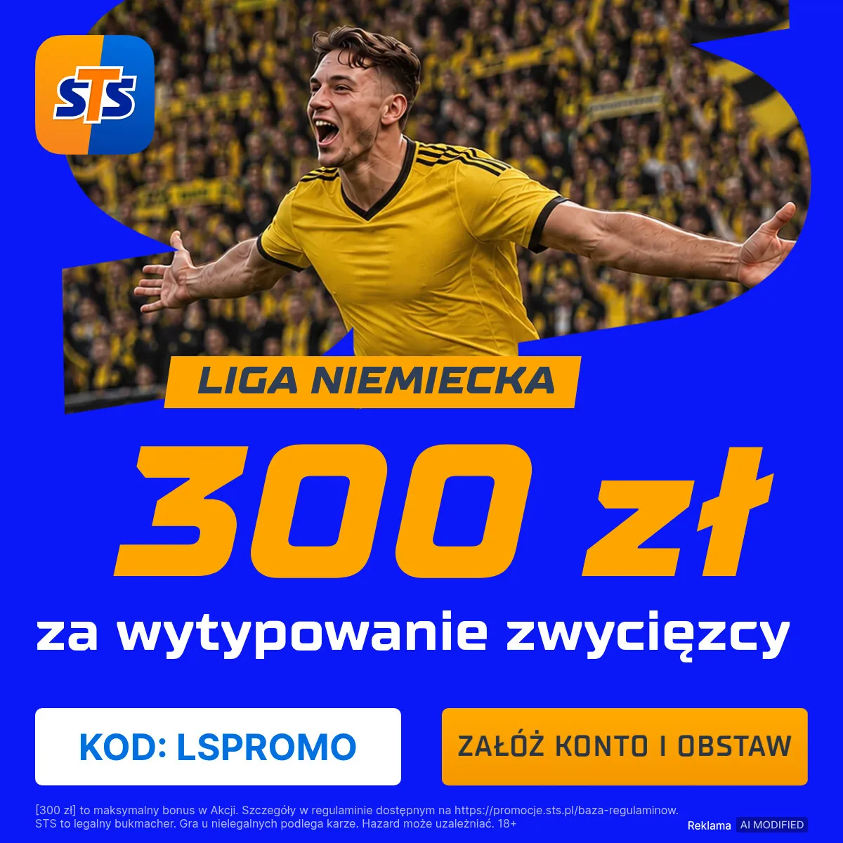 300 zł za wskazanie zwycięzcy meczu Borussia Dortmund - Eintracht Frankfurt w promocji STS