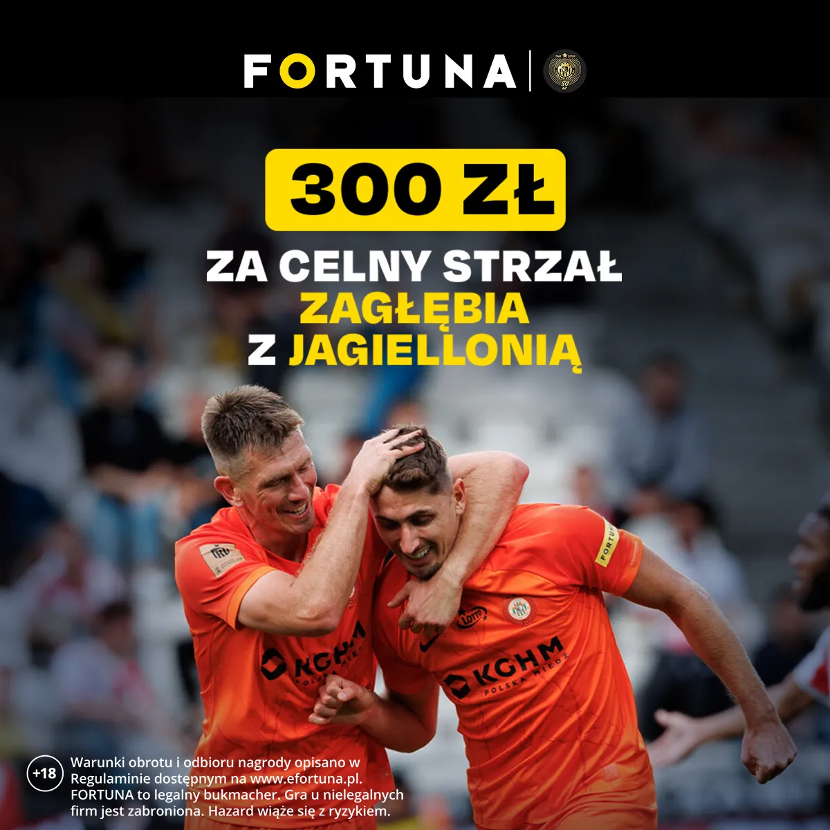 Promocja Fortuna: 300 zł za celny strzał Zagłębia w meczu z Jagiellonią