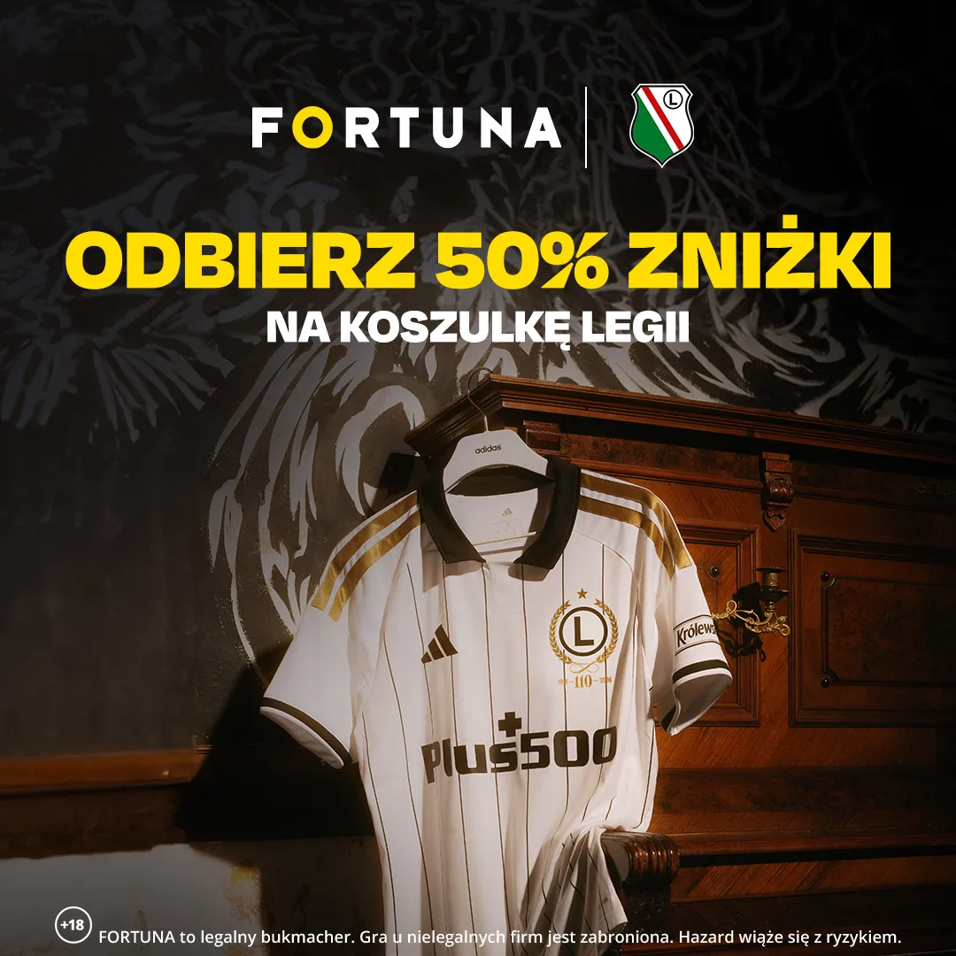 Odbierz 50% zniżki na koszulkę Legii za zakład w promocji Fortuna