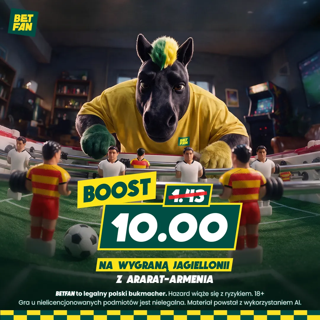 Promocja BETFAN: Boost 10.00 na wygraną Jagiellonii z Ararat-Armenia