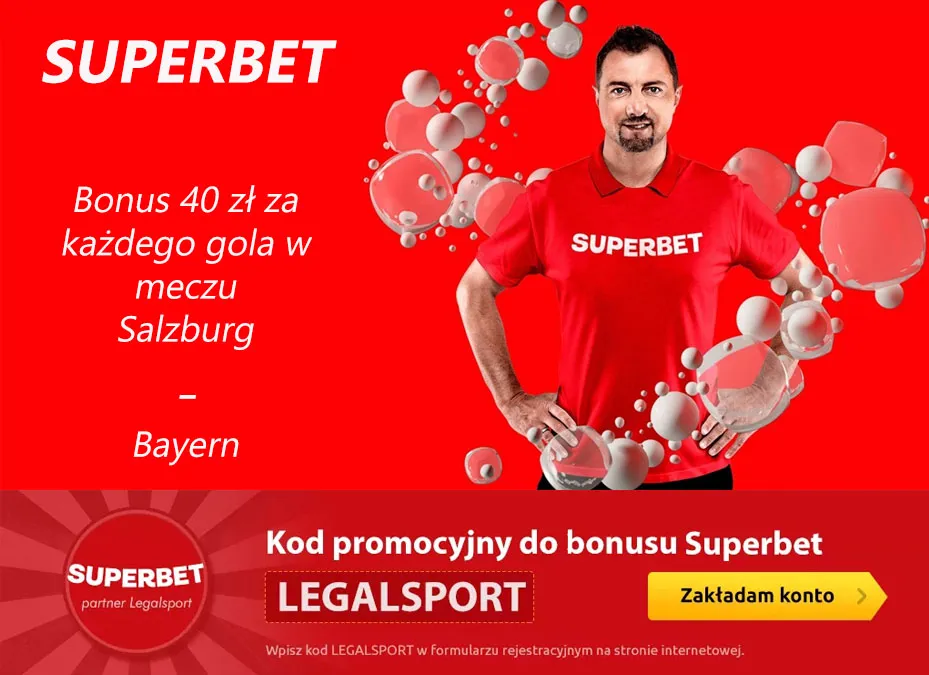 40 zł za gola w meczu Salzburg - Bayern od Superbet