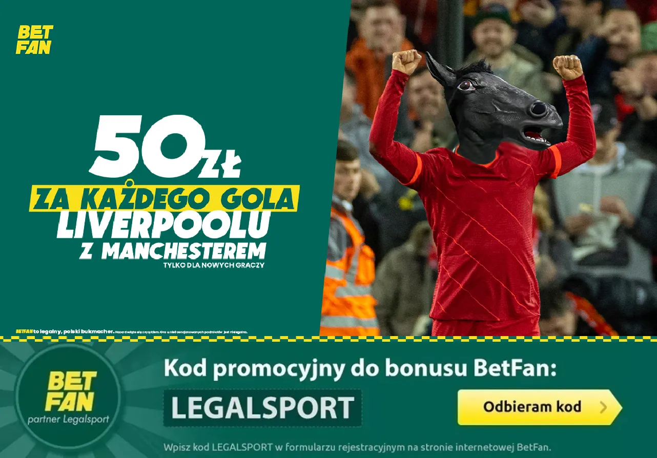 50 zł za każdego gola Liverpoolu z Man Utd w BETFAN