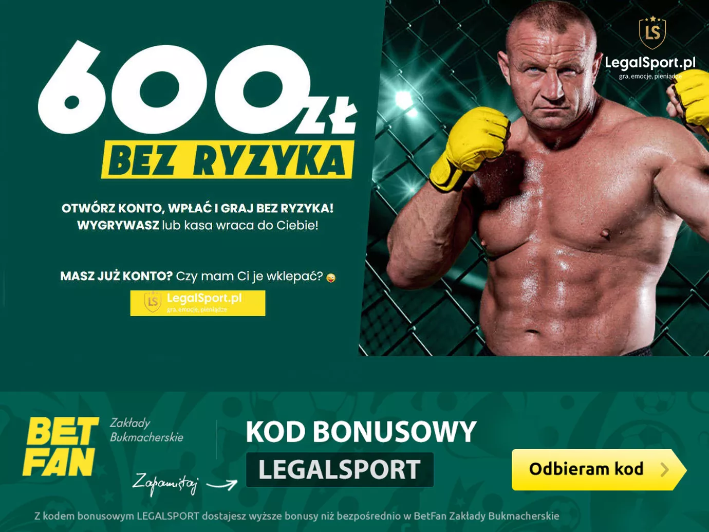 BETFAN cashback 600 PLN na nowe konto typerskie