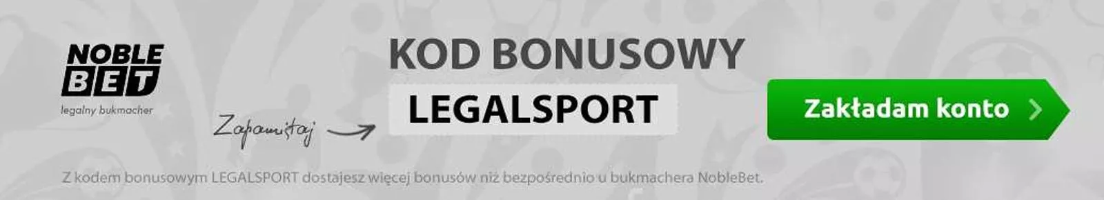 Baner z kodem do Noblebet Zakłady Bukmacherskie. Użycie kodu to wyższe bonusy startowe