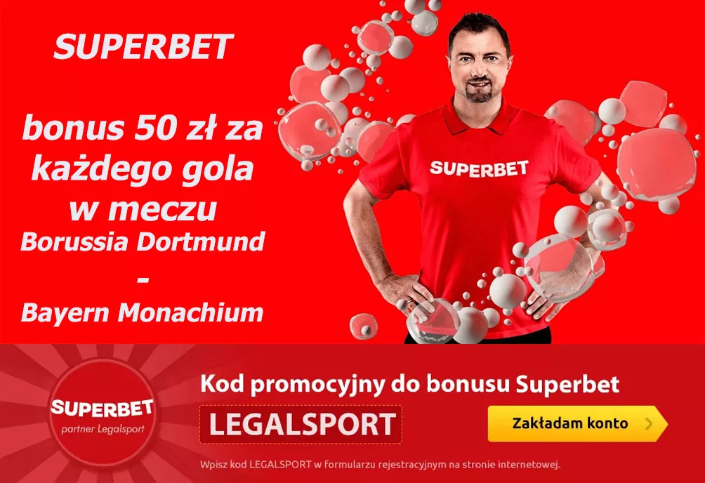 Bonus 50 zł za gole w meczu Borussia D. - Bayern M.