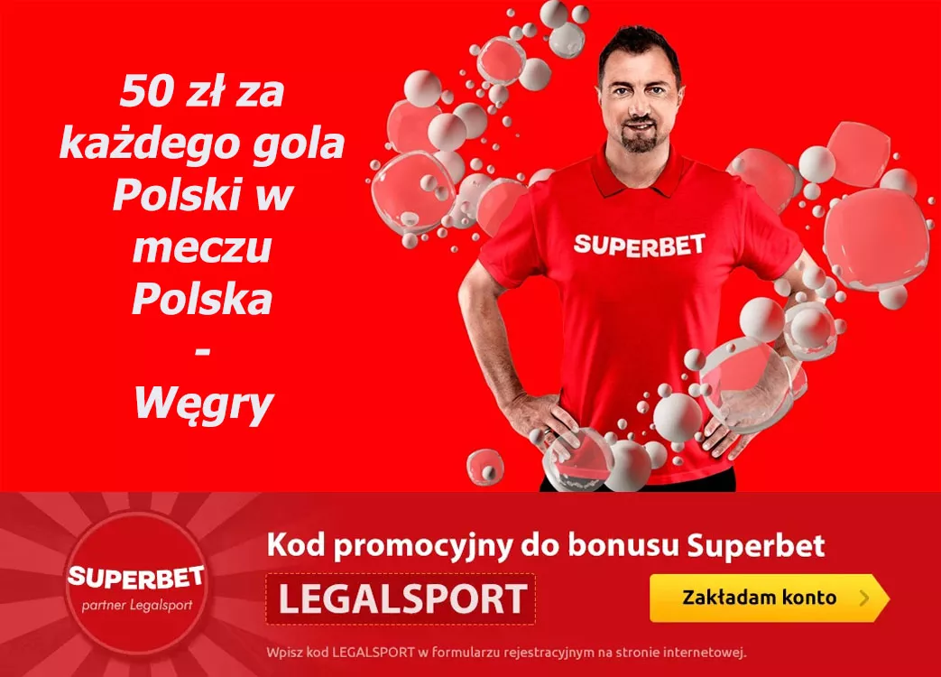 Polska - Węgry | 50 zł za każdego gola Polski