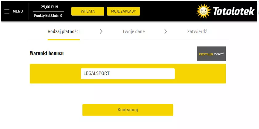 Gdzie wpisać kod na promocyjny bonus 25 zł