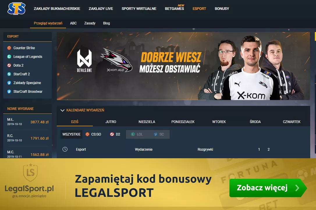 Zakłady esportowe u najlepszego bukmachera STS