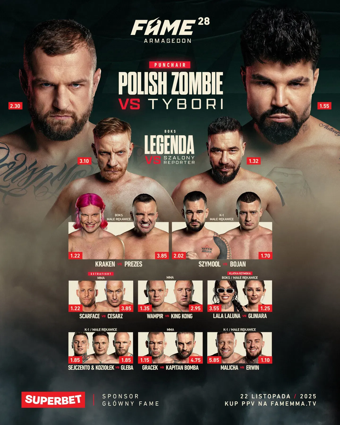Oficjalne zestawienie walk na FAME 28.