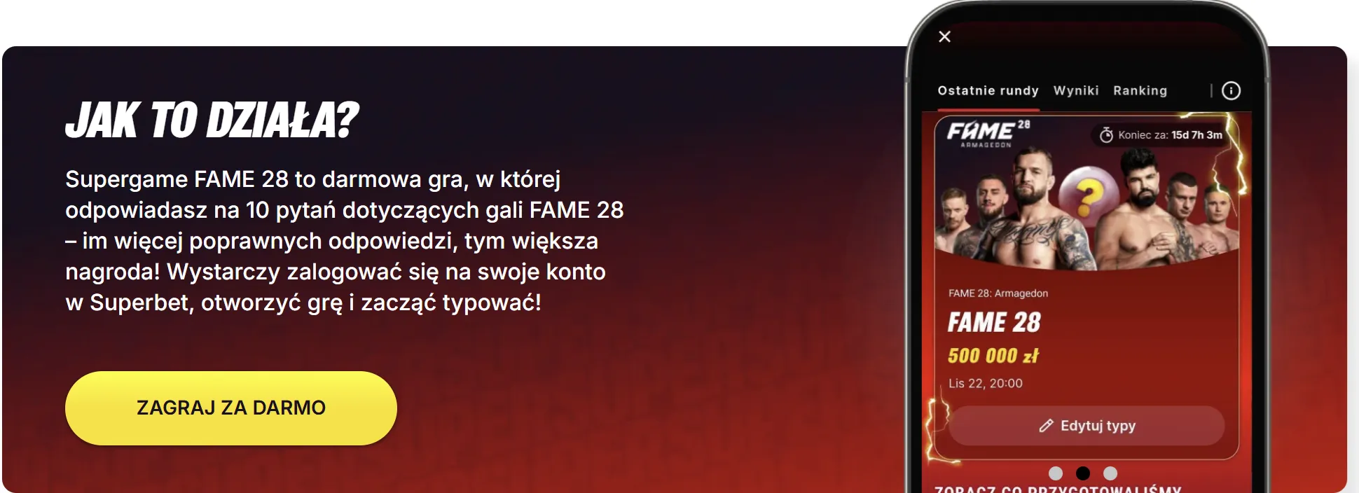 Supergame FAME 28 w Superbet z kodem promocyjnym