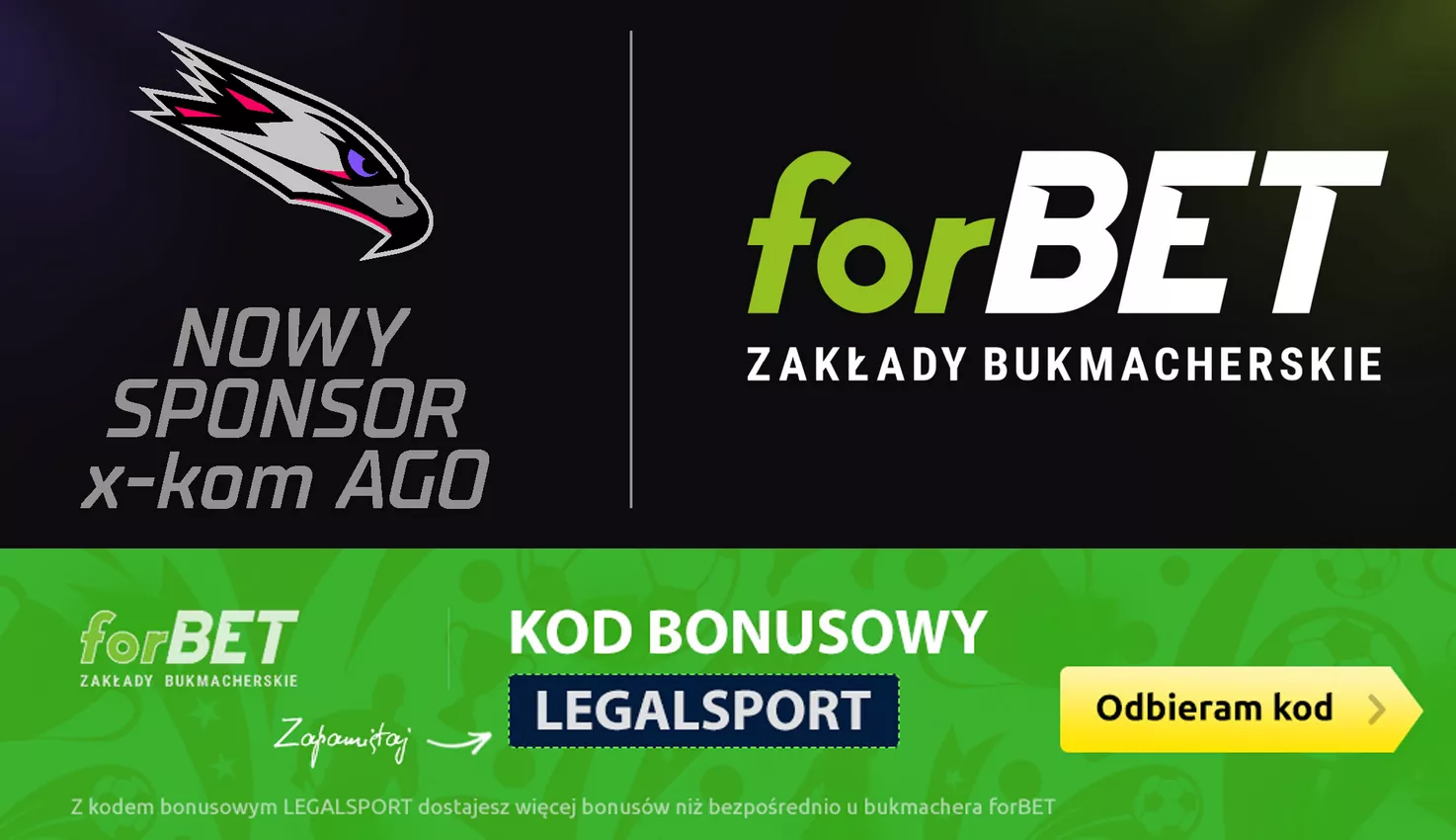 Bukmacher forBET online wspiera organizację e-sportową x-kom AGO