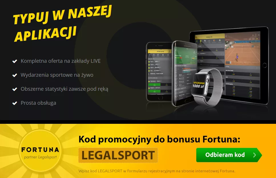 Zakłady bukmacherskie i bonusy w aplikacji mobilnej eFortuna - infografika