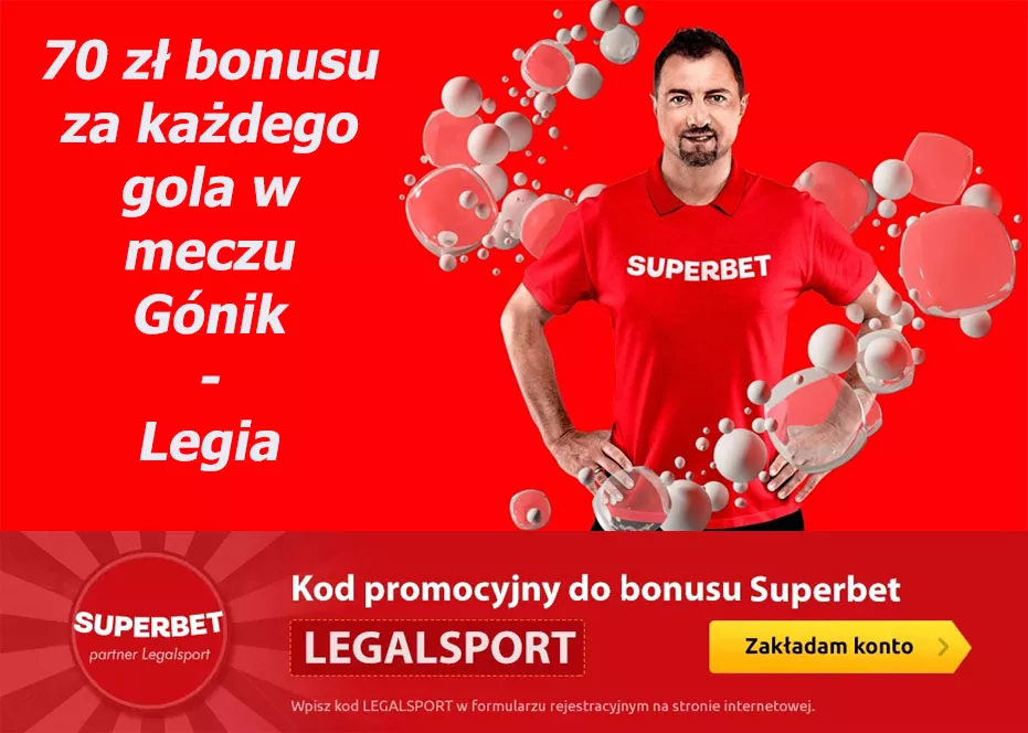 Górnik - Legia bonus 70 zł za każdego gola w meczu