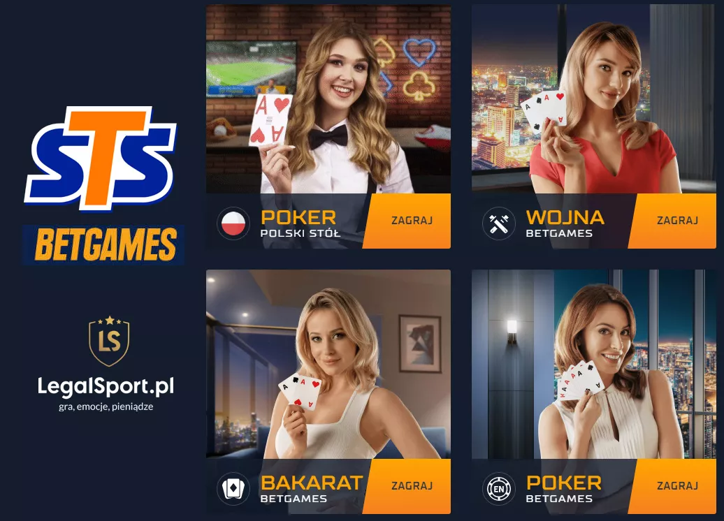Poker, bakarat, wojna w kasynie internetowym STS