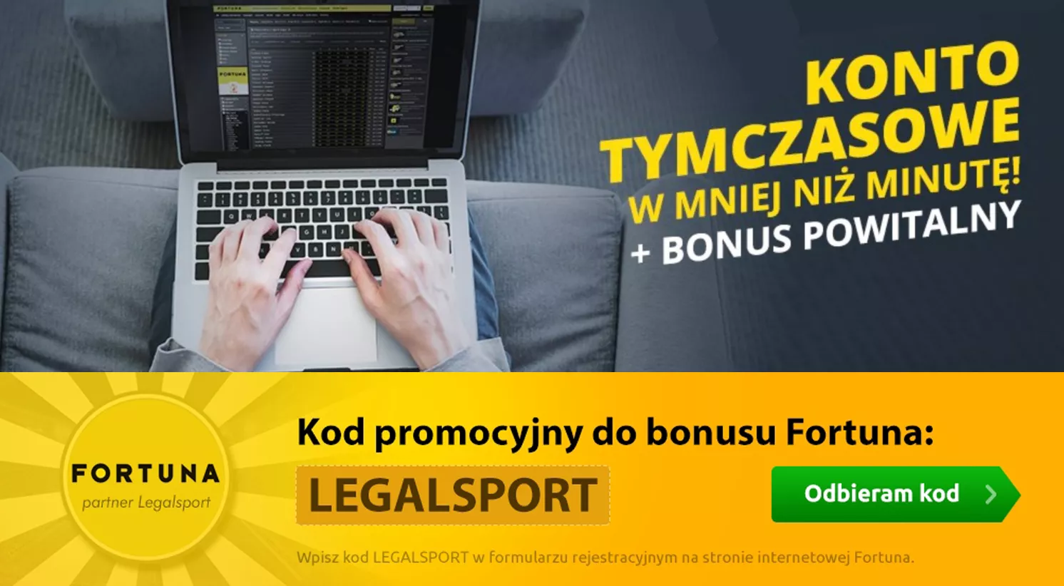 Szybka rejestracja bez dowodu w Fortuna Zakłady Bukmacherskie - infografika
