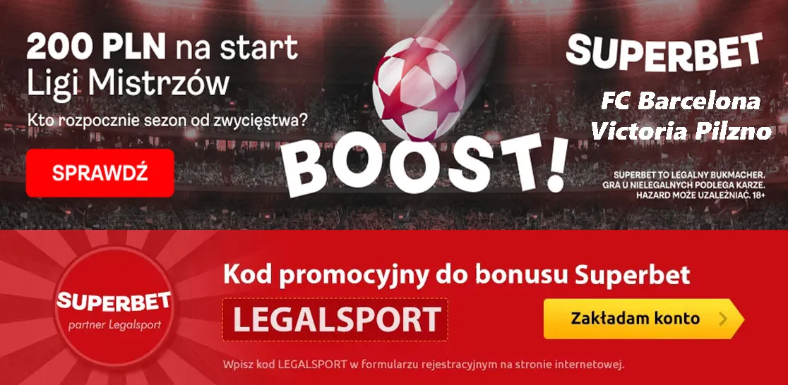 Kurs 100.00 na Barcelona - Pilzno w Superbet