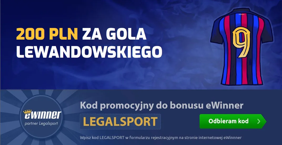 Kurs 100.00 na gola Lewandowskiego w meczu Barcelona - Pilzno