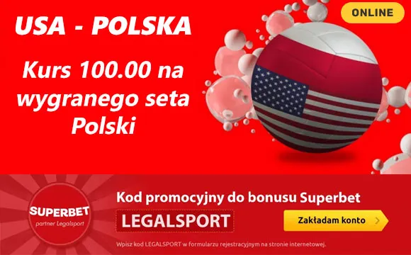 Kurs 100.00 na USA - Polska w Superbet
