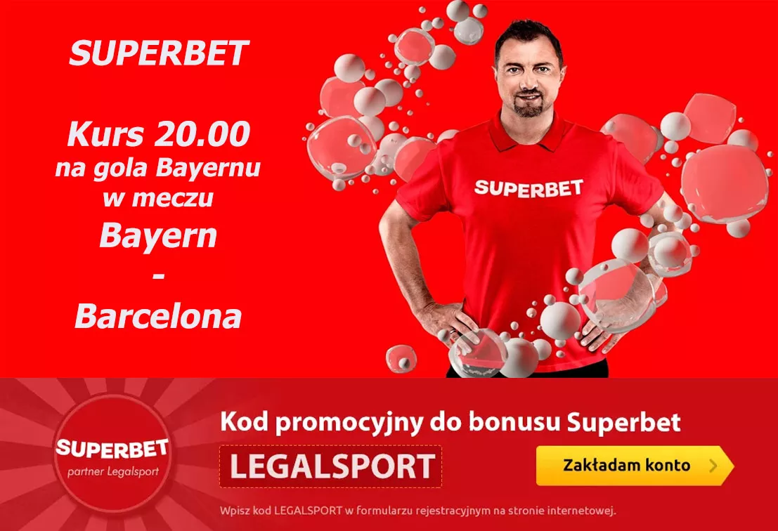 Kurs 20.00 na gola Bayernu w Superbet