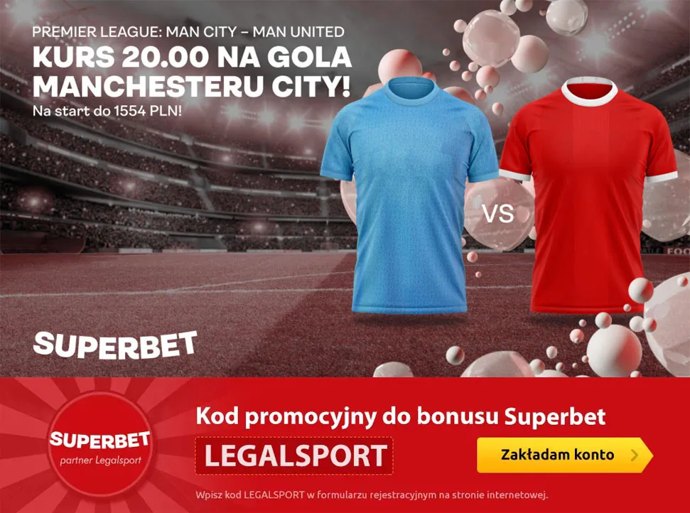 Derby Manchesteru - kurs 20.00 na gola City