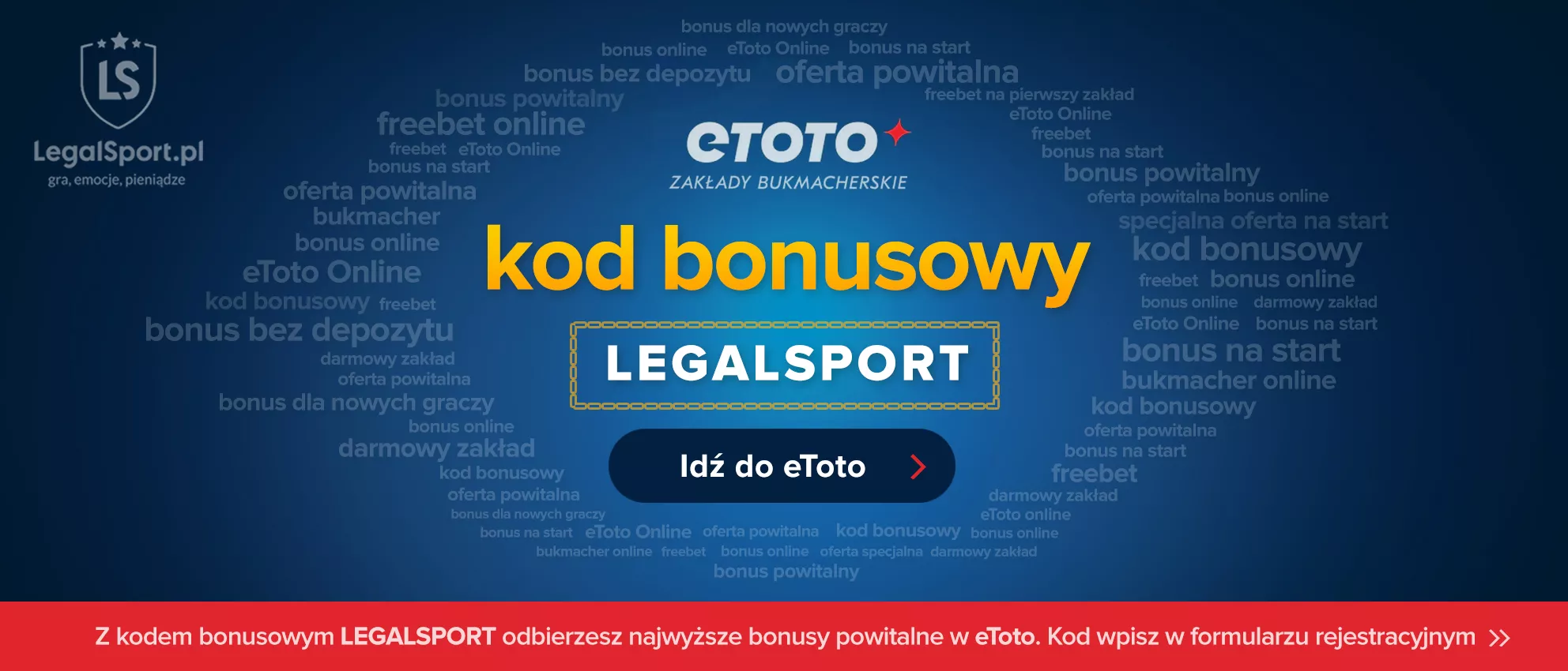 Baner przedstawiający najlepszy kod promocyjny do bukmachera eToto