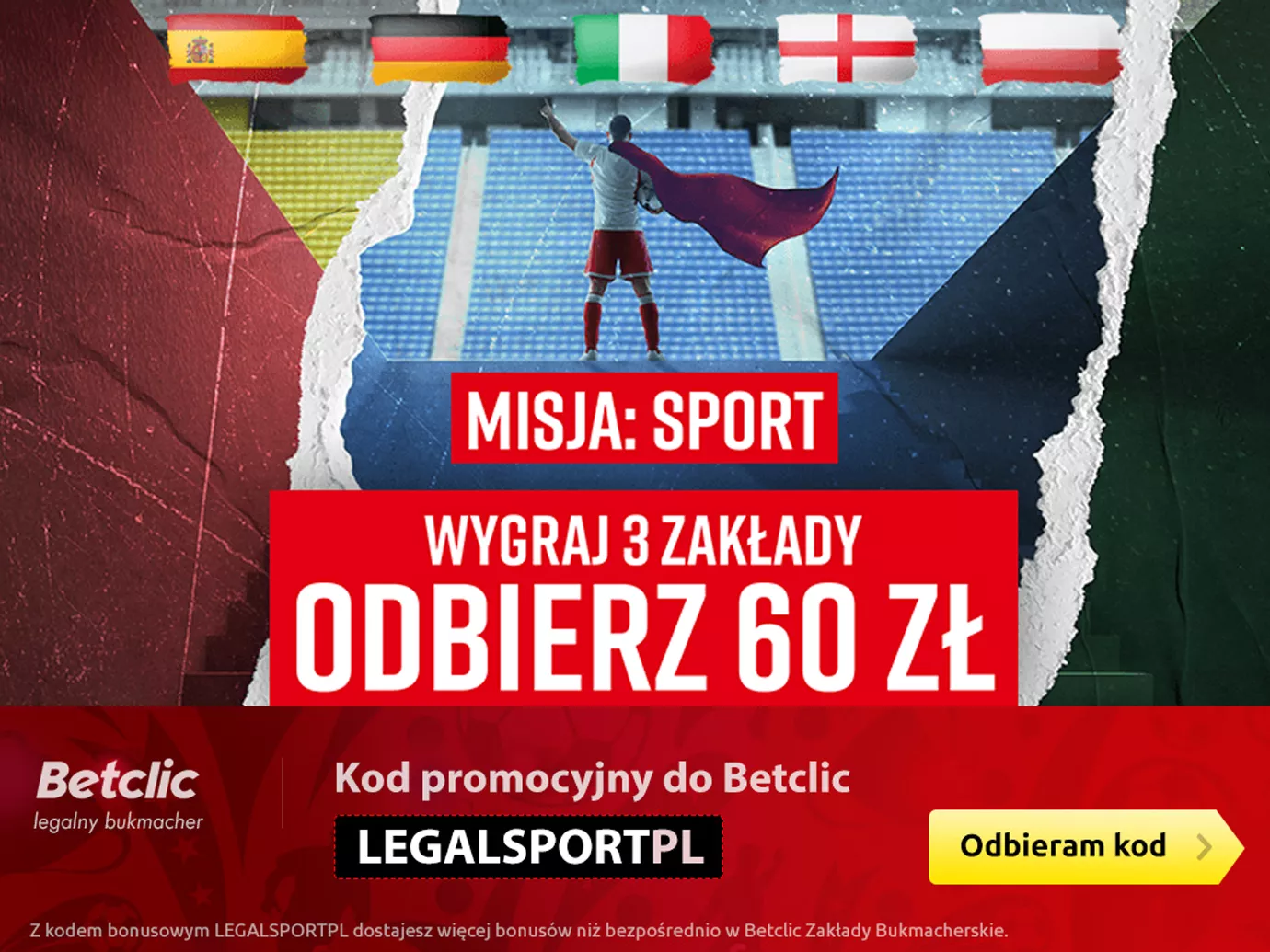 Misja: Sport w Betclic - promocja z bonusem 60 PLN